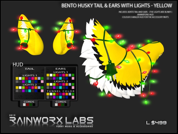 [RL] HUSKY TAIL & EARS + LIGHTS - YELLOW