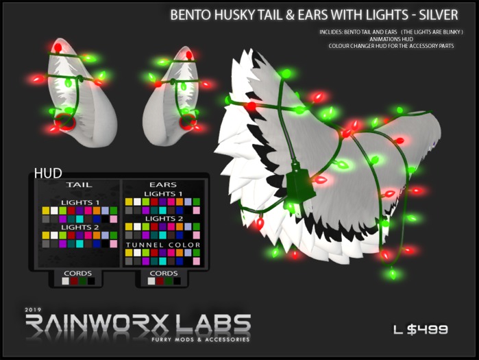 [RL] HUSKY TAIL & EARS + LIGHTS - SILVER