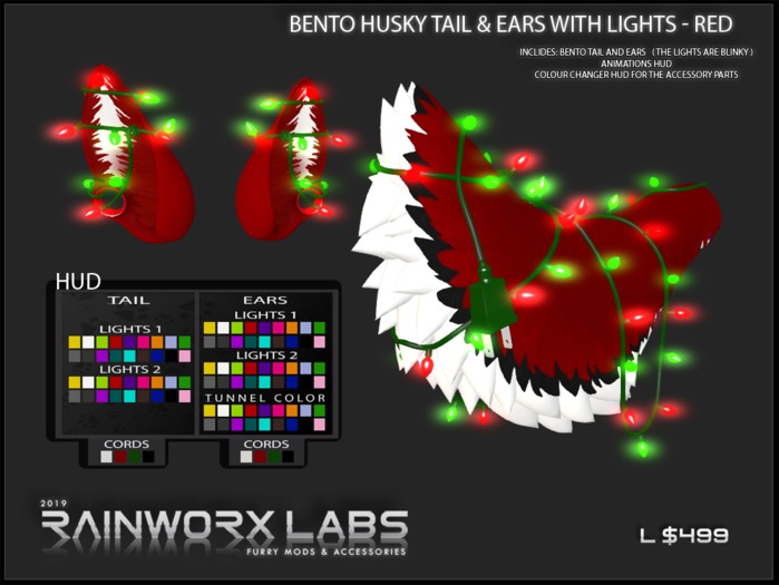 [RL] HUSKY TAIL & EARS + LIGHTS - RED