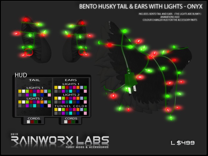 [RL] HUSKY TAIL & EARS + LIGHTS - ONYX
