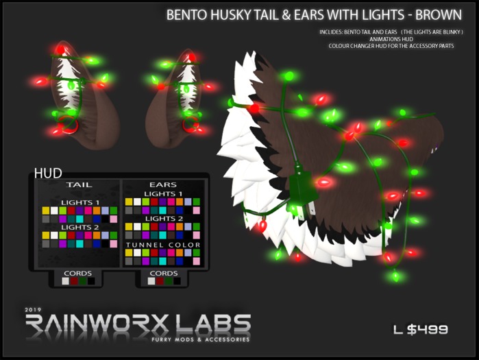 [RL] HUSKY TAIL & EARS + LIGHTS - BROWN