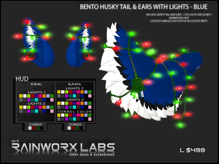 [RL] HUSKY TAIL & EARS + LIGHTS - BLUE