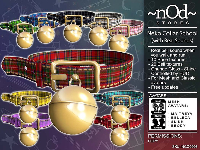 ~ nOd ~ Neko Collar School COMPLET (real Bell Sound) [Mesh + Classic Avatars] NGO0006