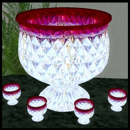 Juneberry Ruby Rim Pedestal Punchbowl Set