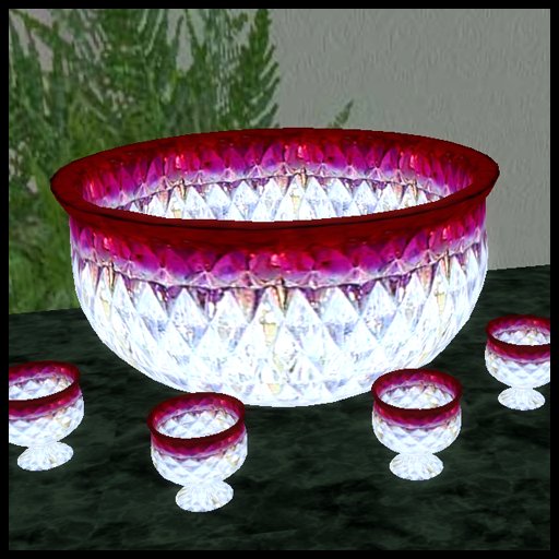 Juneberry Ruby Rim Punchbowl Set