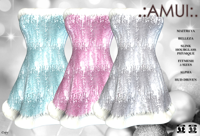PROMO! .:AMUI:. Christmas "Night Sparkles" Dress {Maitreya Belleza Slink)