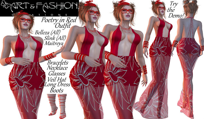 ART & FASHION - POETRY IN RED OUTFIT