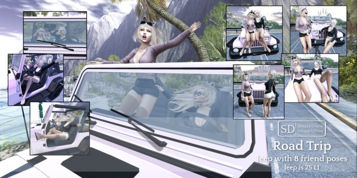 SD:: Road Trip - Jeep w/ 8 friend poses