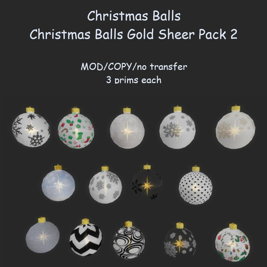 Christmas Balls Gold Sheer Pack 2