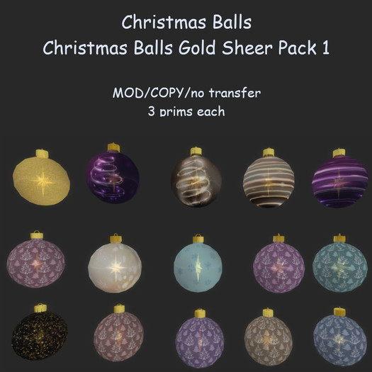 Christmas Balls Gold Sheer Pack 1