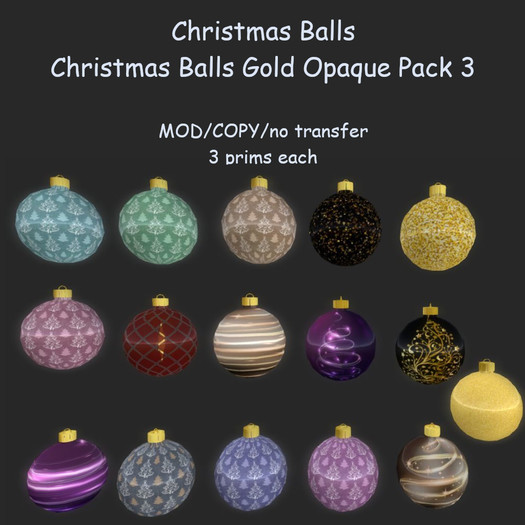 Christmas Balls Gold Opaque Pack 3
