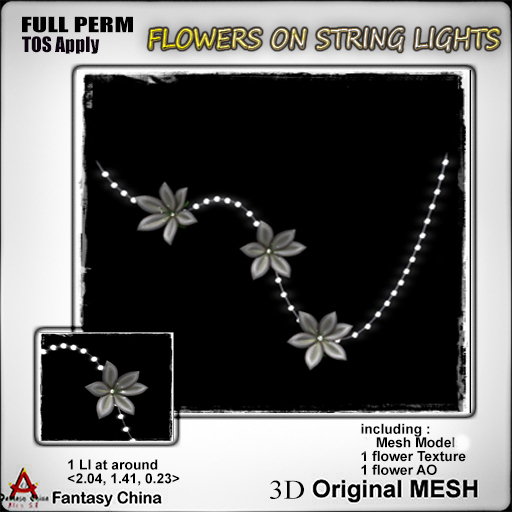 Full Perm  Mesh Flowers on String Lights