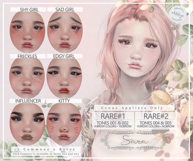 Second Life Marketplace - okkbye. Sara Genus Skin - #2 RARE
