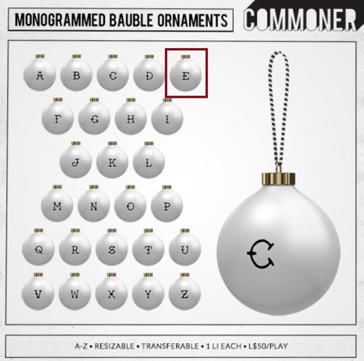 [Commoner] Monogrammed Bauble Ornament / E