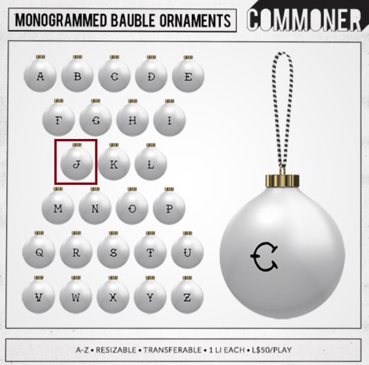 [Commoner] Monogrammed Bauble Ornament / J