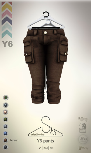 [sYs] Y6 pants (body mesh) - brown GIFT <3