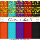 Christmas Fest Set B Matchup Kit 10 Seamless Textures NM Gold Golden Reindeers Ungly Sweater Print Fabrics