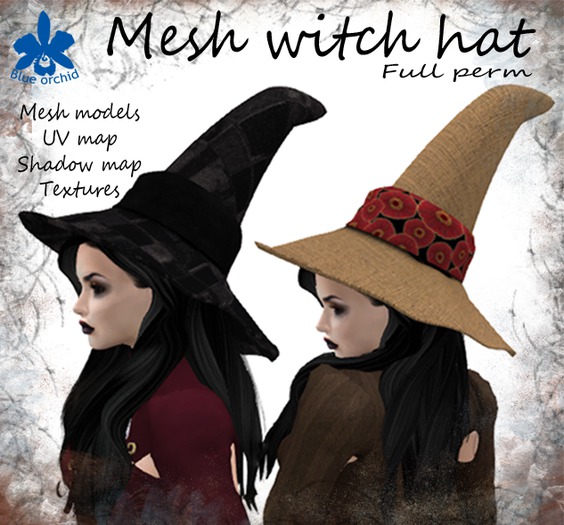 Blue orchid ~  Mesh witch hat (boxed)