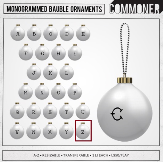 [Commoner] Monogrammed Bauble Ornament / Z