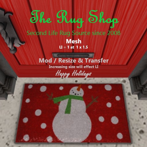 La Christmas Door Mat # 2, Snowman Red