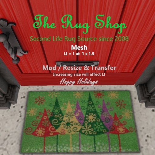La Christmas Door Mat # 3, Whimsy Trees