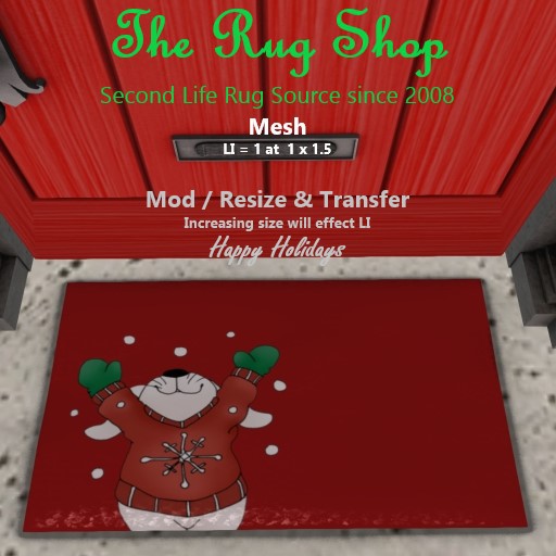 La Christmas Door Mat # 3, Happy Snow Bear