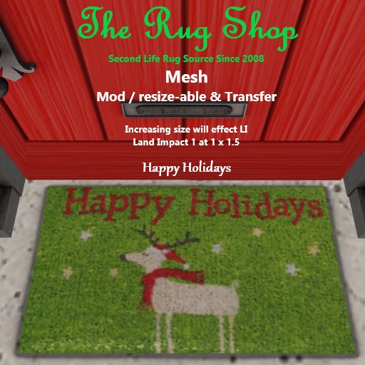 La Christmas Door Mat # 4, Happy Holidays Reindeer