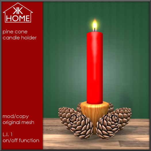 KK HOME - PINE CONE CANDLE HOLDER, CHRISTMAS CANDLE HOLDER, CANDLE HOLDER WITH PINE CONES