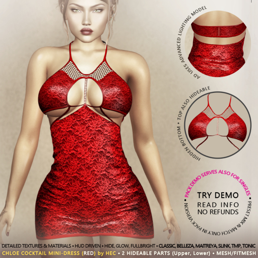 HEC - CHLOE Cocktail Mini Dress 02 (Red)