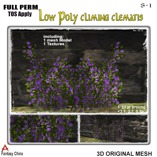 Full Perm Low Poly climing clematis 