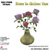 Full Perm Roses In Golden Vase 
