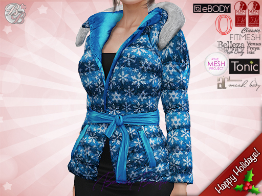 ♥ Casaco acolchoado com flocos azuis ♥