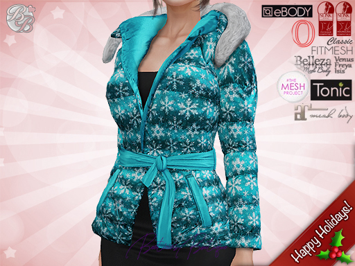 ♥ Casaco acolchoado de flocos de turquesa ♥