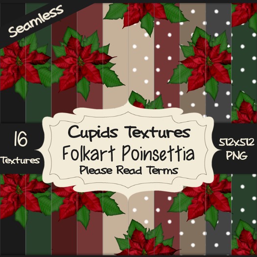 *Cupids Textures * 16 FOLKART POINSETTIA