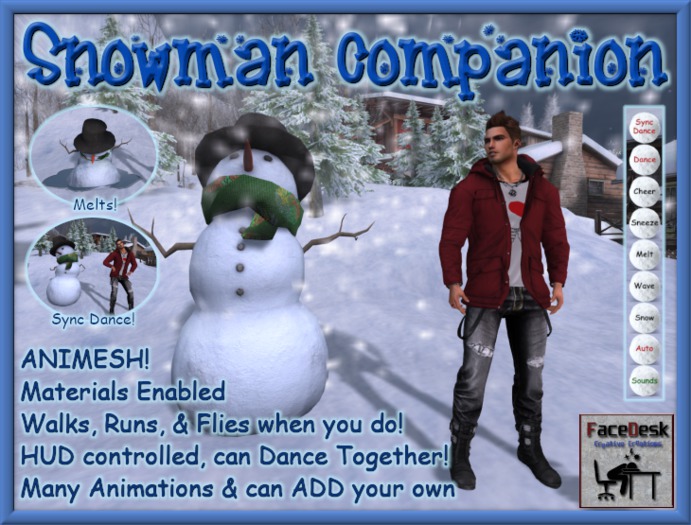 FaceDesk - Animated HUD controlled Animesh Snowman Companion