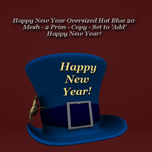 Happy New Year Oversized Hat Blue 20 (Add)