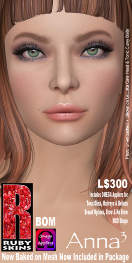 Rubyqu33 Second Life Second Life Marketplace - RUBY Skins ANNA 3 Baked On Mesh & Omega Applier