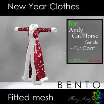 Second Life Marketplace - DEMO Furry Andy - New Year Fur Coat Red for ...
