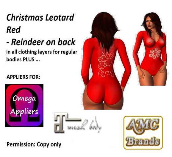 AMC Leotard Upper Xmas Deer Red