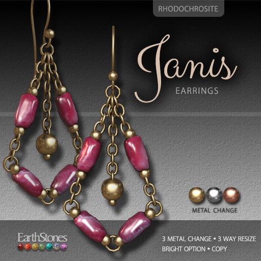 EarthStones Janis Earrings ~ Rhodochrosite
