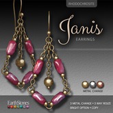 EarthStones Janis Earrings ~ Rhodochrosite