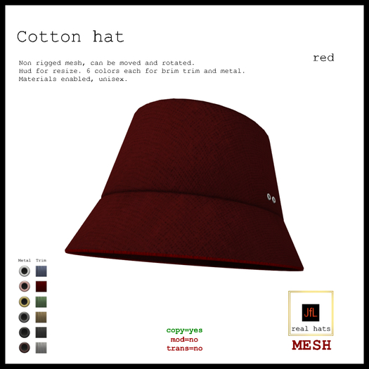 JfL Cotton hat_red_BOXED