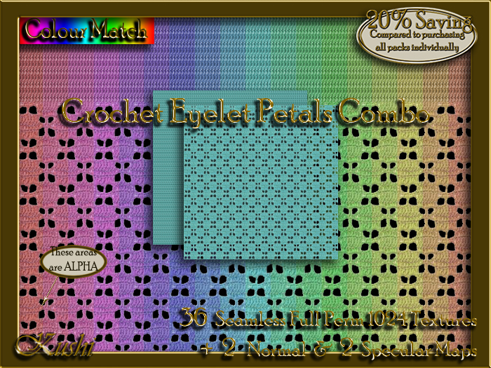 !Kushi! CrochetEyeletPetalsCOMBO Textures -WearToUnpack
