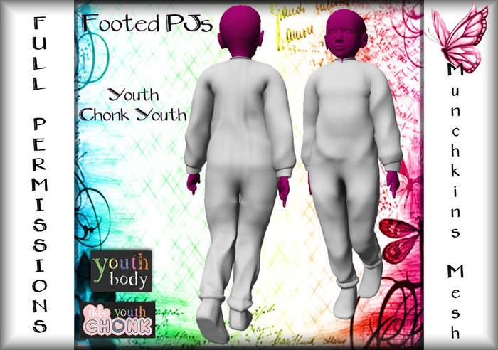 {M} [Full Perm Mesh] Footed PJs [Youth+Chonk]
