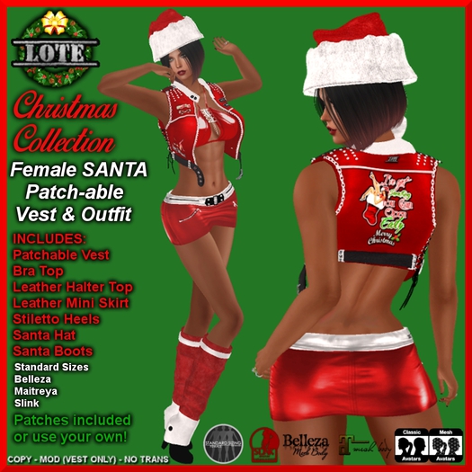 LOTE - SANTA - FEMALE PATCHABLE VEST OUTFIT (boxed)