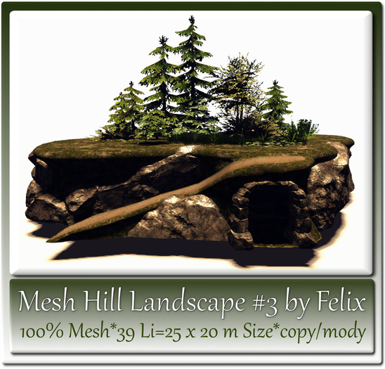 Second Life Marketplace - Mesh Hill Landscape 3 by Felix 39 Li=25x20m ...