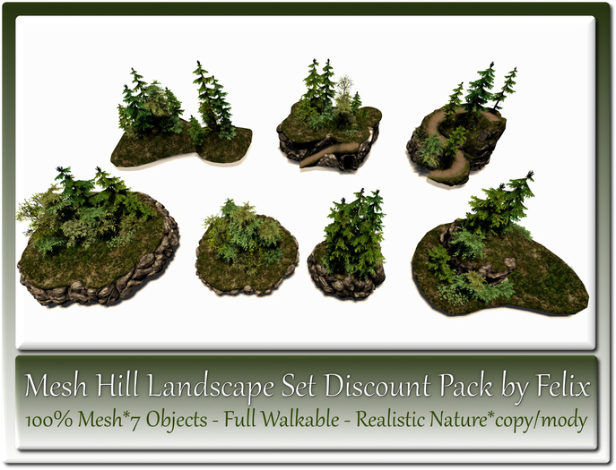 Mesh Hill Landscape Set Discount Pack by Felix 7 Objects c-m