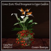 Cosmos Exotic Floral Arrangement in Copper Cauldron MESH (BOX)