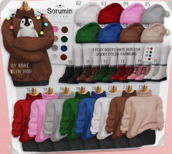 07 -Sorumin- Let it snow GACHA - Warm hat DarkBlue-