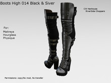[CW] -Boots High 014 Black & Silver 